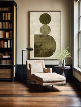 Abstract Geometric Brown And Green Painting Shape Art Painting On Canvas Luxury Home Decor