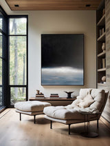 Modern Black Blue Minimalist Painting Abstract Acrylic Painting Canvas Wall Art Minimalist Wall Art For Sale