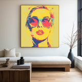 Modern Portrait Art Beautiful Girl Oil Painting Bauhaus Painting Square Pop Canvas Art For Livingroom