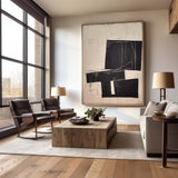 Modern Black And White Abstract Canvas Wall Art Earth Tone Minimalist Art Minimalist Painting