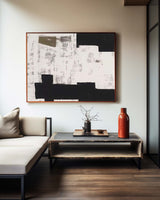 Wabi-sabi minimalist canvas art, Black and white minimalist wall, large abstract art on canvas