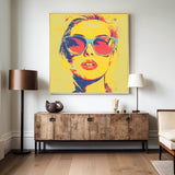 Modern Portrait Art Beautiful Girl Oil Painting Bauhaus Painting Square Pop Canvas Art For Livingroom