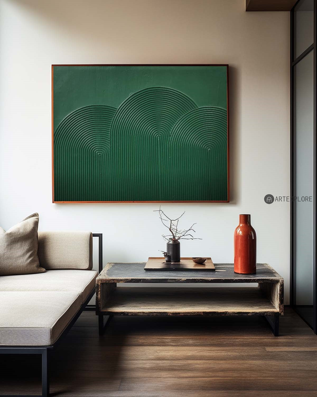 Large Modern Green Textured Abstract Art Painting,Minimalist Green Simple Abstract Art,Green Artwork For Living Room