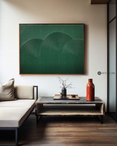Large Modern Green Textured Abstract Art Painting,Minimalist Green Simple Abstract Art,Green Artwork For Living Room