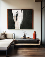 Black Abstract Art Oversized Modern Canvas Art Long Horizontal Wall Art
