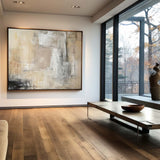 Beige And Yellow Abstract Painting Minimalist Art Large Horizontal Canvas Paintings For Sale