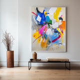 Modern Colorful Bauhaus Wall Art Rich Textured Handmade Artworks Abstract Canvas Art for Livingroom