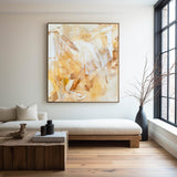 Yellow Minimalist Painting Textured Wall Art Wabi-Sabi Wall Art Living Room Painting Fashion Decor