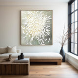 Large Beige and White Textured Art Painting Square Textured Wall Art Minimalist Texture Painting