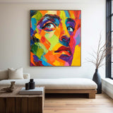 Modern Portrait Art LGBT Pride Oil Painting Portrait Painting Rich Textured Square Canvas Art For Sale