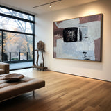 Large Grey Pink Abstract Art Painting, Acrylic Canvas Wall Art, Modern Grey Abstract Canvas Art