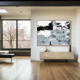 Large Abstract Canvas Art Oversized Black And White Abstract Art Framed