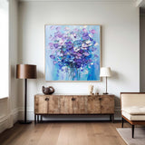 Large Colorful Flowers Art Painting Rich Textured Canvas Art Modern Plaster Handmade Artworks