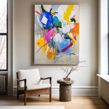 Modern Colorful Bauhaus Wall Art Rich Textured Handmade Artworks Abstract Canvas Art for Livingroom