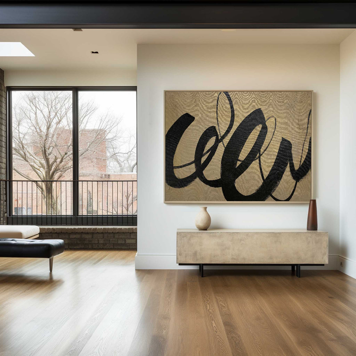 Large Black And Brown Wall Art Abstract Canvas Wall Art Acrylic Painting For Living Room