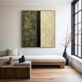 Wabi-sabi Green Textured Wall Art Large Framed Green Painting Green Square Painting For Living Room
