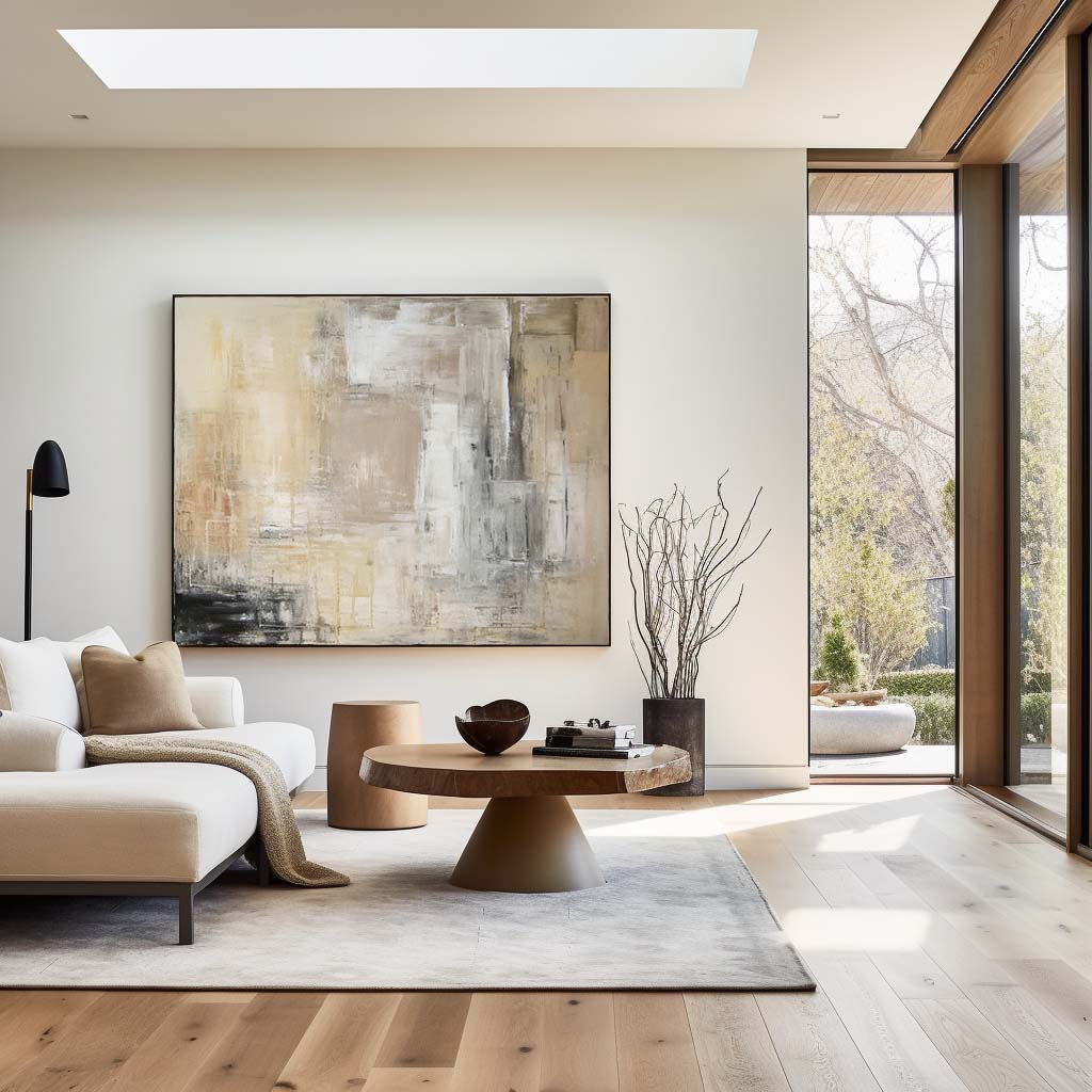 Beige And Yellow Abstract Painting Minimalist Art Large Horizontal Canvas Paintings For Sale