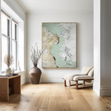 Abstract Green And Gold Canvas Painting Large Original Acrylic Abstract Canvas Art Modern Abstract Painting