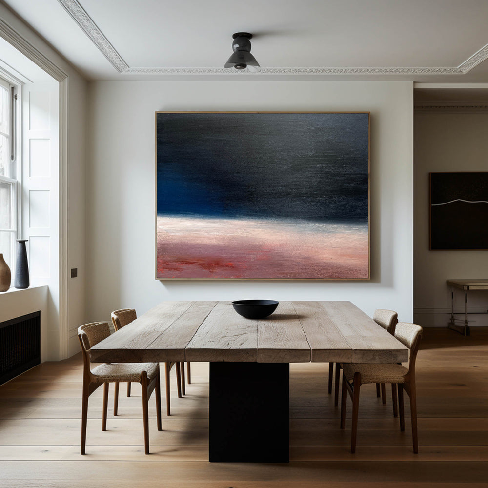 Modern Black And Red Abstract Art Minimalist Acrylic Painting Canvas Wall Art For Livingroom