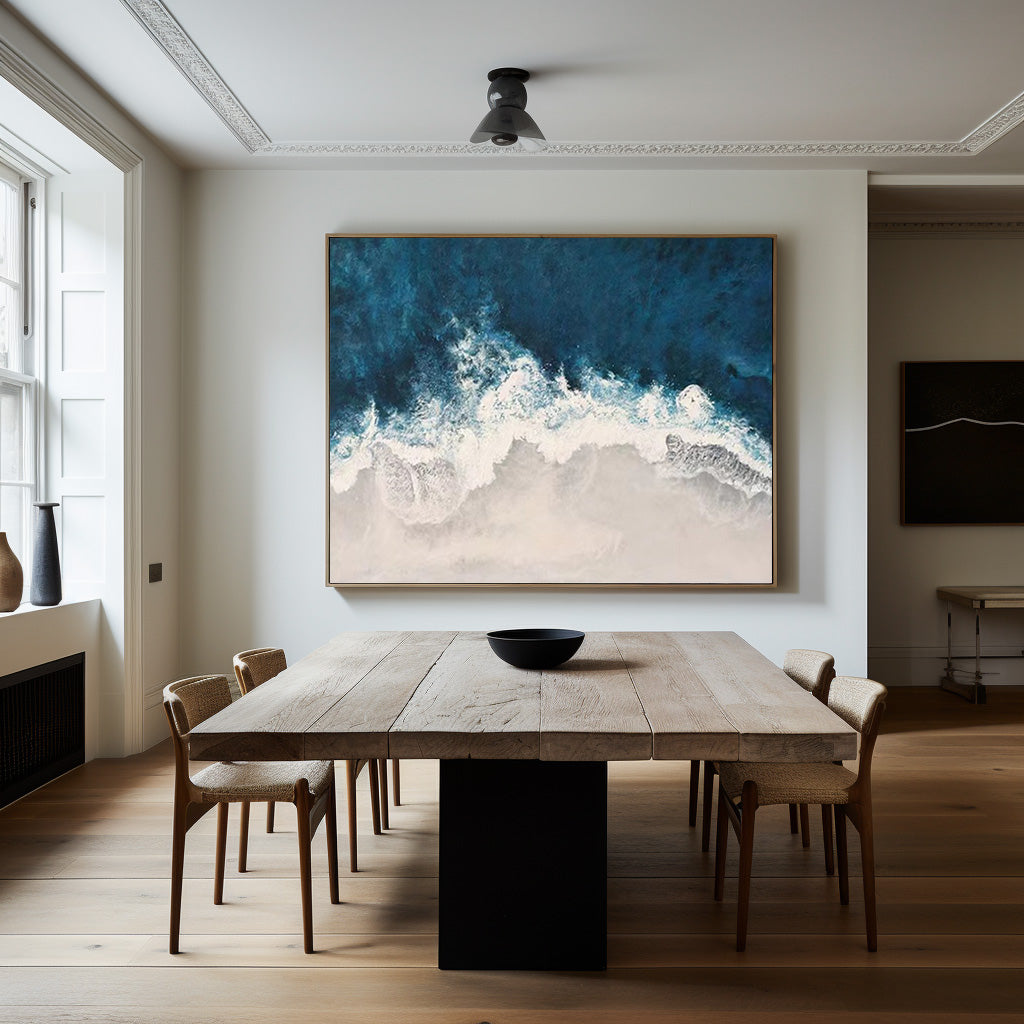 Extra Large Beach Canvas Art Abstract Coastal Wall Art Modern Seascape Paintings