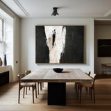 Black Abstract Art Oversized Modern Canvas Art Long Horizontal Wall Art