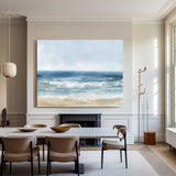 Oversized Beach Acrylic Paintings On Canvas Large Blue Textured Landscape Oil Paintings Artwork Minimalist Apartment Decor