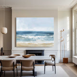 Oversized Beach Acrylic Paintings On Canvas Large Blue Textured Landscape Oil Paintings Artwork Minimalist Apartment Decor