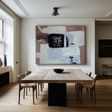 Large Grey Pink Abstract Art Painting, Acrylic Canvas Wall Art, Modern Grey Abstract Canvas Art