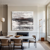 Large Beach Scene Painting On Canvas Huge Gray And White Abstract Canvas Art