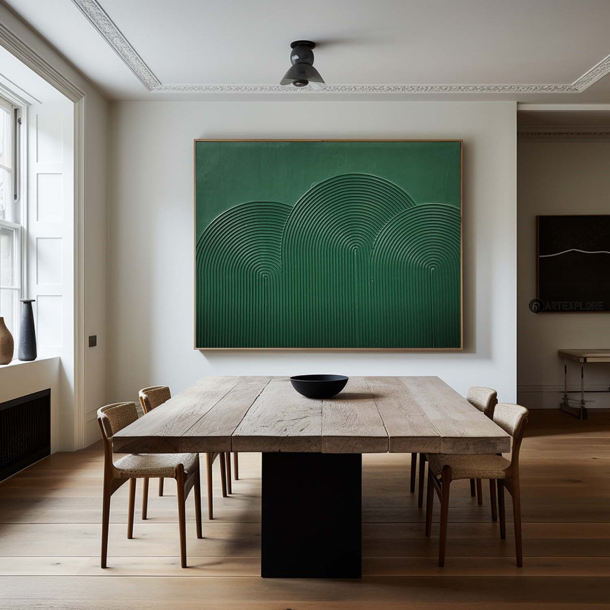 Large Modern Green Textured Abstract Art Painting,Minimalist Green Simple Abstract Art,Green Artwork For Living Room
