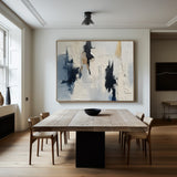 Beige And Blue Textured Modern Plaster Wall Art Large White Blue Minimalist Canvas Abstract Painting For Sale