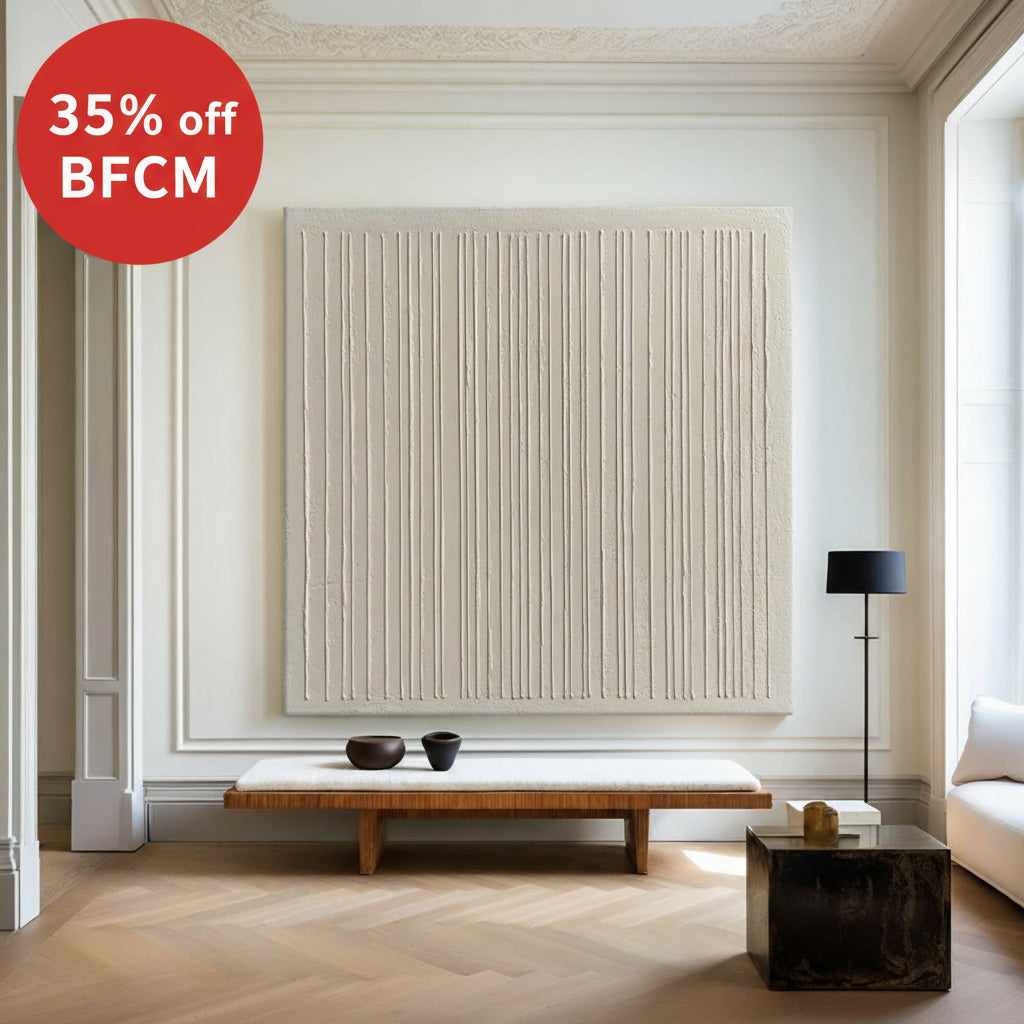 Wabi-sabi Beige Wall Art Beige Textured Painting Large Minimalist Plaster Wall Art For Livingroom