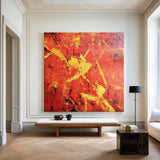 Textured Red Canvas Wall Art Red Square Painting Bold Abstract Art Large Painting For Livingroom