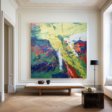 Colorful Canvas Art Large Rich Texture Square Painting Modern Bold Abstract Wall Art For Livingroom