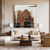 Black And Brown Wabi-sabi Painting Oversized Painting Canvas Minimalist Painting For Home Decor