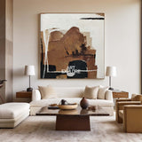 Black And Brown Wabi-sabi Painting Oversized Painting Canvas Minimalist Painting For Home Decor