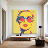 Modern Portrait Art Beautiful Girl Oil Painting Bauhaus Painting Square Pop Canvas Art For Livingroom