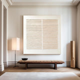 Wabi-sabi Beige Rich Textured Plaster Beige Wall Art Large Minimalist Painting For Livingroom