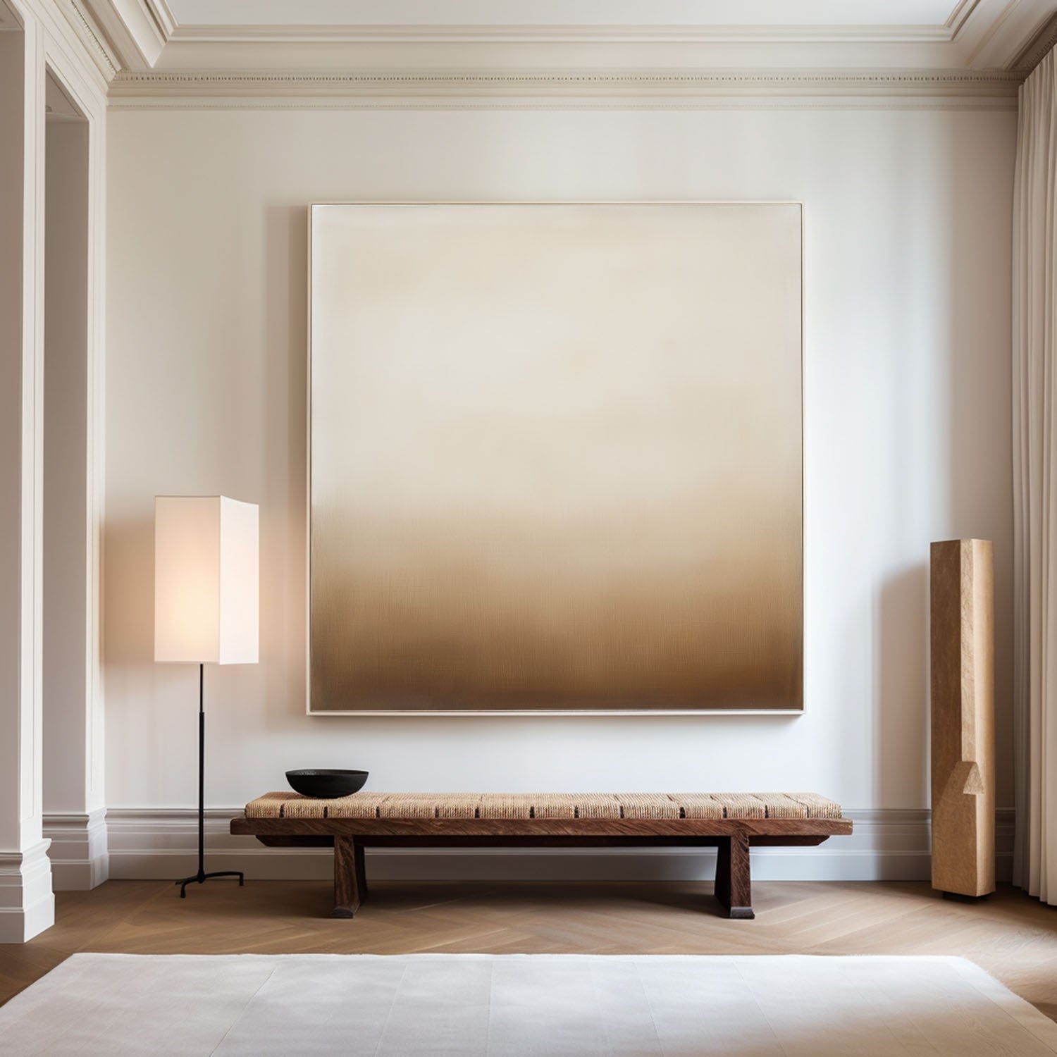 Modern Brown Wall Art Minimalist Solid Color Large Brown Painting Minimalist Square Textured Artwork