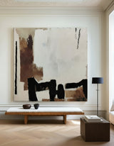 Black And Brown Minimalist Painting Oversized Painting Canvas Minimalist Painting For Home Decor