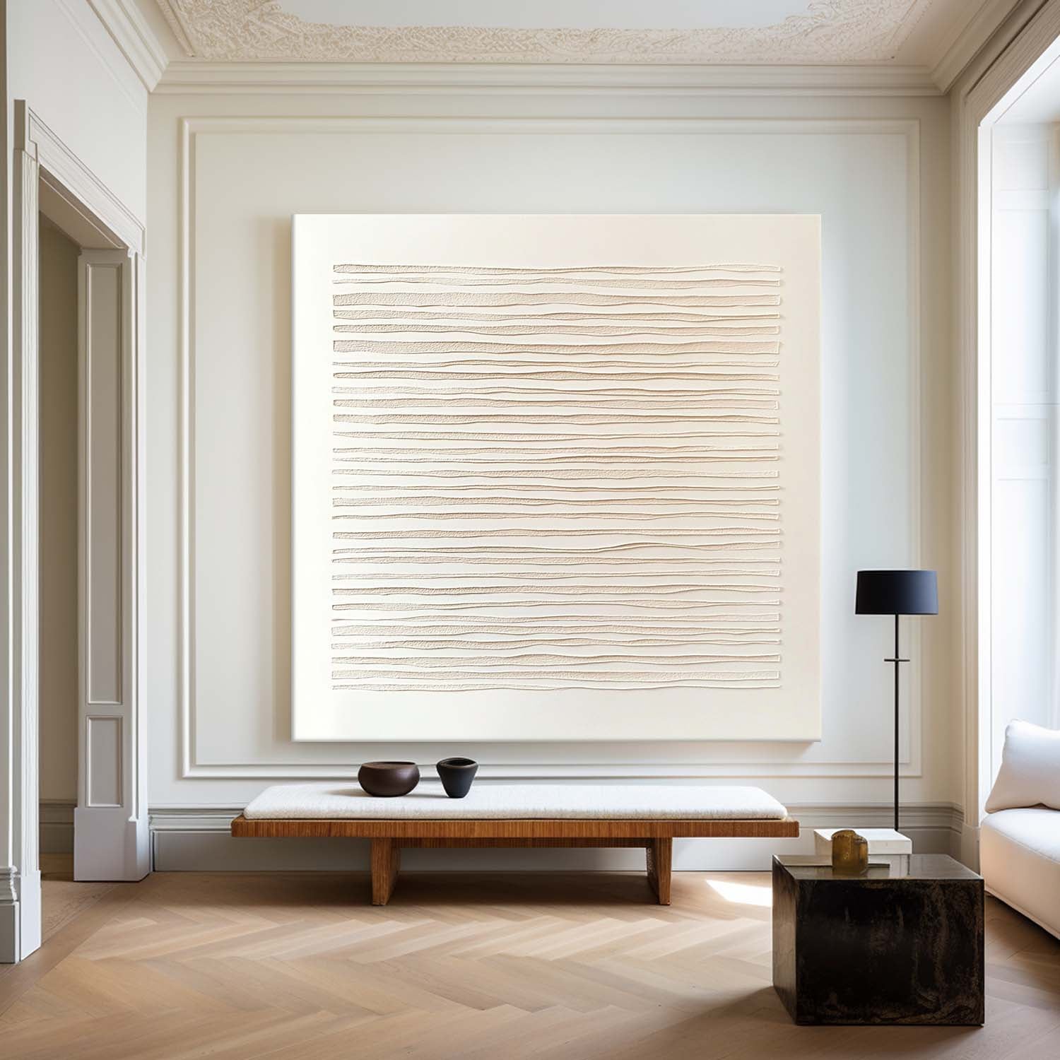 Wabi-sabi Beige Minimalist Art Beige Rich Textured Plaster Wall Art Large Minimalist Painting