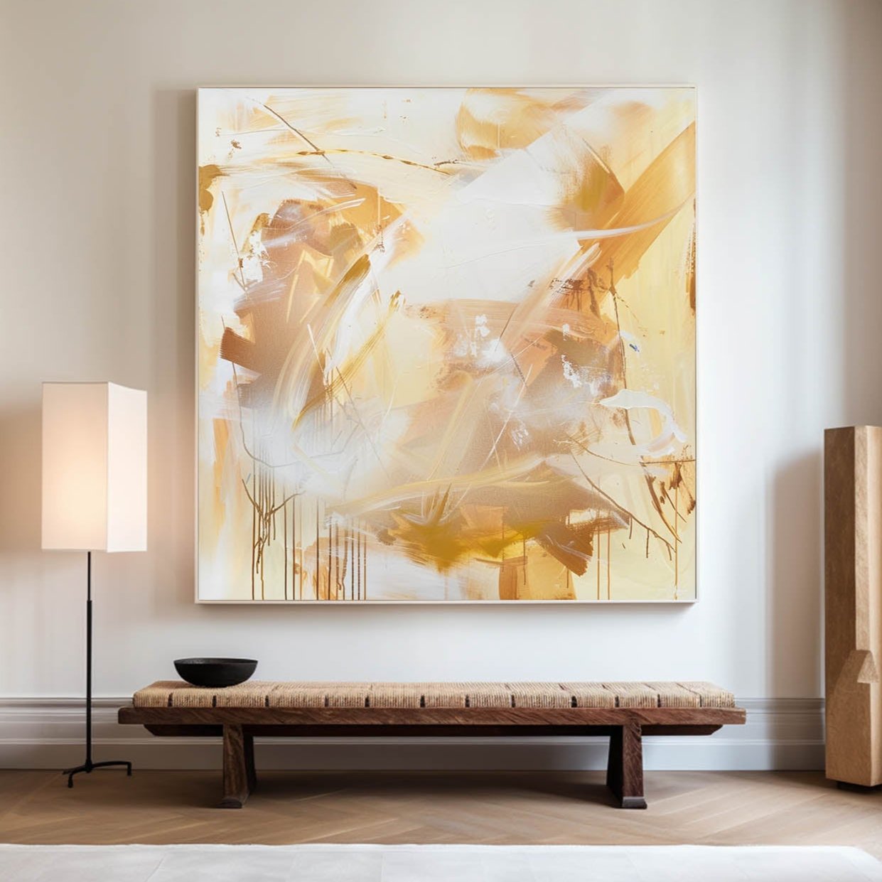 Bright Yellow Original Abstract Oil Painting Colorful Modern Canvas Art Large Customizable Painting