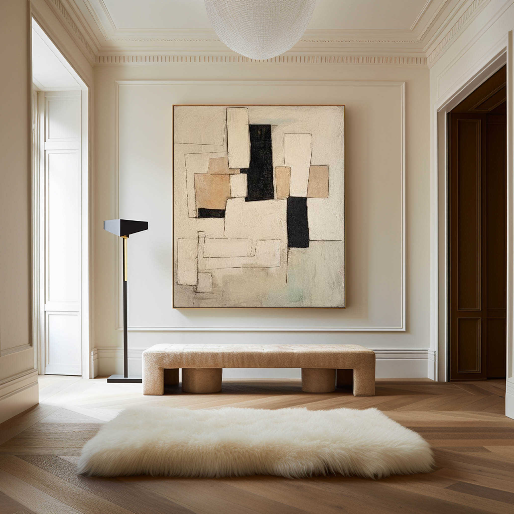 Modern Black And Beige Abstract Canvas Wall Art Earth Tone Minimalist Art Minimalist Painting