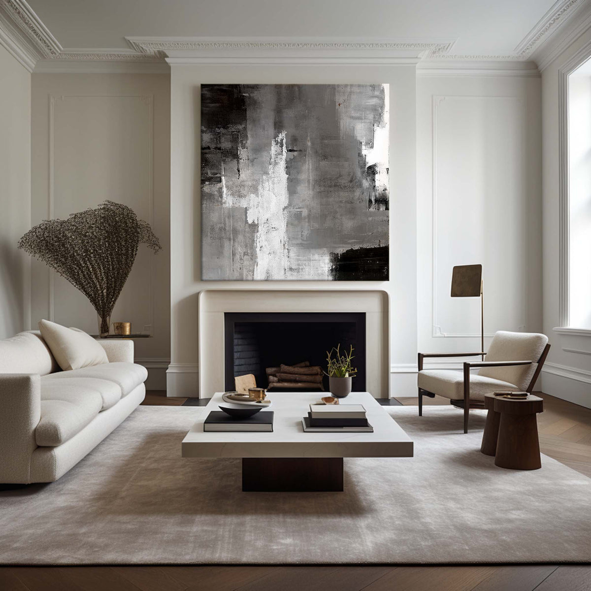 Black White And Grey Wall Art Large grey canvas painting Custom Wall Canvas