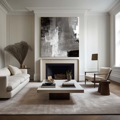 Black White And Grey Wall Art Large grey canvas painting Custom Wall Canvas