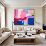 Pink And Blue Abstract Art Large colourful Canvas Art Modern Art