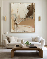 Wabi-sabi Beige Abstract Wall Art Neutral Beige Texture Painting Large Beige Abstract Painting