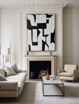 Modern Black And White Abstract Canvas Wall Art Minimalist Art Minimalist Painting For Livingroom