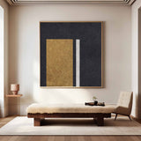Black Minimalist Painting Oversized Painting Canvas Gold Minimalist Painting