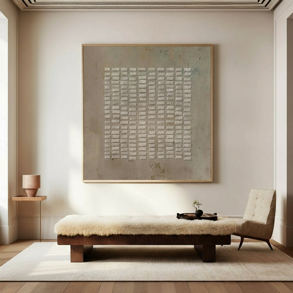 Modern Brown Abstract Wall Art Large Canvas Art Wabi-sabi Minimalist Plaster Art For Sale